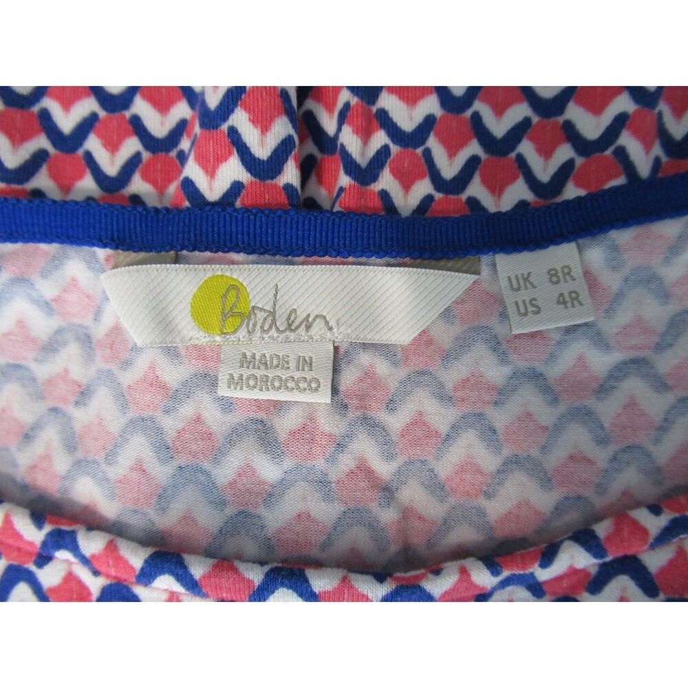 Boden Amelie Jersey Dress in Pink & Navy Geometric Print Size 8 - Picture 3 of 5